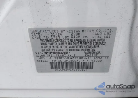 2024 Nissan Kicks Sr Xtronic Cvt from USA, damaged, VIN 3N1CP5DV6RL520167